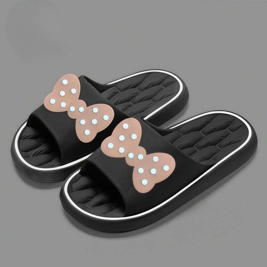 Soft Anti-Slip Bathrobe Slippers, Cute Cartoon EVA Wooden Clogs, Lightweight Soft Bottom Non-Slip Bathroom Slippers, Casual Indoor Slippers For Summer - Butterfly Black - View 1