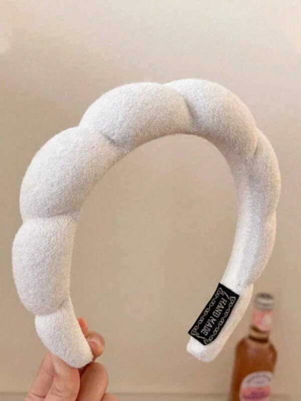1pc White Headband, Makeup Facial Headband, Cleansing Headband, Turban Headband, Soft Headband, Suitable For Women & Girls, Fashionable Accessory, Great Gift