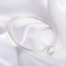 Vòng tay charm bạc Sterling 925 làm từ dây chuyền rắn DIY dành cho phụ nữ Quà tặng trang sức kèm vòng tay cho phụ nữ - Bạc - Xem 3