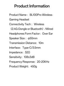 Acinaci Wireless Gaming Headset With Detachable Noise-Proof Microphone, 2.4G Bluetooth - USB - 3.5mm Wired Jack 3 Modes Wireless Gaming Headphones For PC, Switch, Phone, Tablet