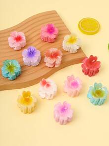 6/12pcs Multi-Color Bohemian Style Artificial Medium Flower Hair Clips, Ideal Gift For Fashionable Women - Multicolor - View 5