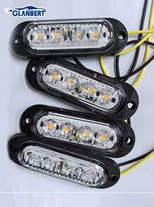 GLANBERT 4 piezas Barra de luces LED de 4 LEDs para camiones y coches, barra de luces LED delanteras y traseras para remolques, iluminación para barcos, luces exteriores para coches, luces intermitentes, luces de advertencia