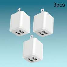 Cargador de pared USB, adaptador de cargador, cargador rápido de doble puerto compatible con iPhone 16 15 14 13 12 11 Pro Max 10 SE X XS 8 Plus para Galaxy S22 S21 S20, bloque de alimentación de carga rápida, caja/ladrillo adecuado para viajes, oficina, dormitorio y hogar con múltiples puertos