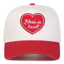 1 Stück Damen "Bless Ur Herz" bestickte Herz Trucker Mütze, lässige Baseballkappe, modische Streetwear, geeignet für Frühling, Herbst, Reisen, Strand