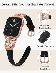 Smart Watch Strap - Black/Rose Pink - View 2