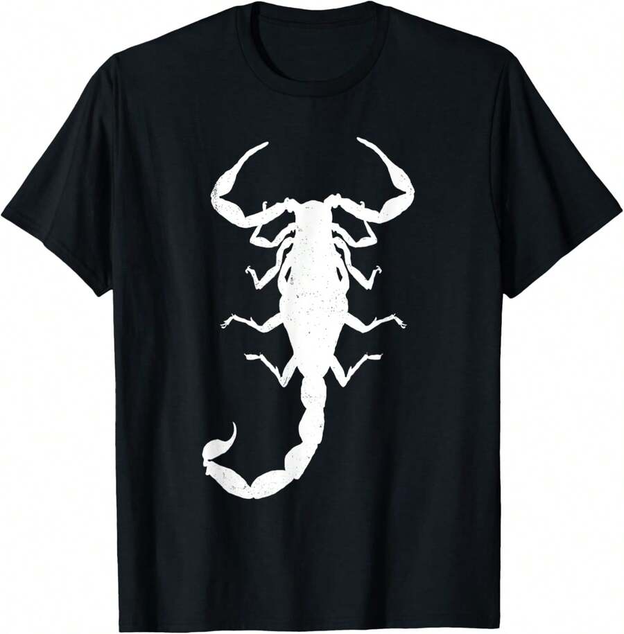 Diseño de escorpión genial para hombres, mujeres, adolescentes y niños, camiseta blanca impresa - Negro - Ver 1