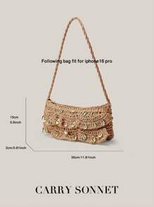 Bolso de hombro de paja para mujer, bolso de playa trenzado de paja, pequeño bolso de embrague de paja con monedero y teléfono, dulce y a la moda, ligero y elegante, una opción versátil para salidas diarias. Carteras y bolsos para mujer, verano, regalos de maestros, artículos esenciales para vacaciones, artículos esenciales de viaje.