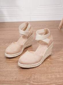 Women's Slip-On Round Toe Platform Thick Sole Shoes, Comfortable, Spring/Summer,Wedge Heels - Apricot - View 5
