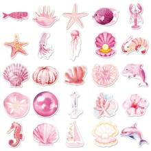 50/100 peças Adesivos de animais marinhos rosa, adequados para decoração de superfície de telefone celular e computador, adesivos estéticos para álbum de recortes, diários, garrafas de água, laptop, kit de material de scrapbooking, adesivos a prova d'Água de vinil para adultos, suprimentos escolares, volta às aulas - Multicolorido - Visão 5