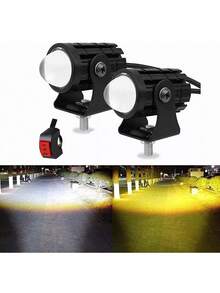 Focos Mini proyector Luz antiniebla Lámpara de conducción delantera con interruptor de tres líneas Lámpara antiniebla con interruptor nuevo (12 V, 36 W) - Negro - Ver 2