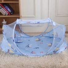 儿童蚊帐帐篷 - 合金框架便携式睡眠天篷 - 可折叠弹出式防蚊帐，适合 3 至 6 岁儿童 - 增强功能的涤纶网布