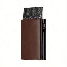 男士钱包带拉链零钱包自动弹出式金属信用卡夹简约 RFID 屏蔽名片钱包正式/商务正式情人节创意 - 均碼 - 查看 12