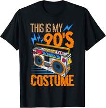 Camiseta disfraz de fiesta temática "Este es mi disfraz de los 90" - Negro - Ver 1