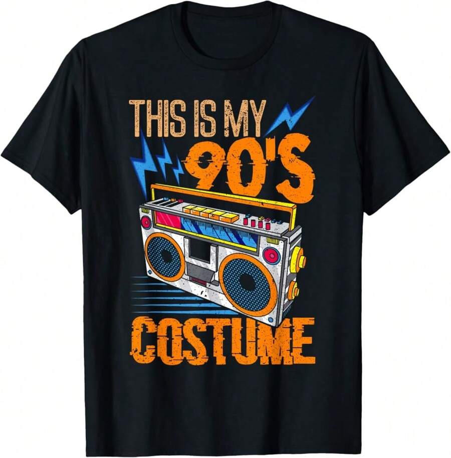 Camiseta disfraz de fiesta temática "Este es mi disfraz de los 90" - Negro - Ver 1