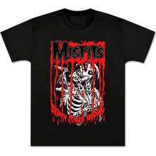 Camiseta Misfits Novedad Concierto de Banda de Rock Manga Corta para Mujeres Death Comes Ripping Logo Gráfico Camiseta Unisex Negra - Negro - Ver 1