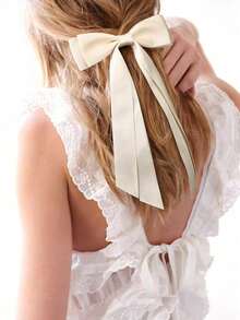 3个/1个缎面蝴蝶结发夹，简约风格，光滑优雅，适合日常、通勤、海滩、派对、化妆等场合，多功能发夹，发爪，发卡，上学用品，大学，蝴蝶结，可爱，优雅，冬季女装，发饰