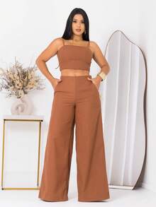 Simple Casual Elegant Pocket Set Women Birthday Party Spring Set - Camel - Ver 1