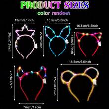 Set de 3/6/9 piezas de diademas con cuernos/orejas de ratón/gato/conejo/corona con LED, decoración para fiestas de princesa, bodas, cumpleaños, conciertos, graduaciones, Navidad Papá Noel, anillo luminoso que brilla en la oscuridad (color aleatorio)