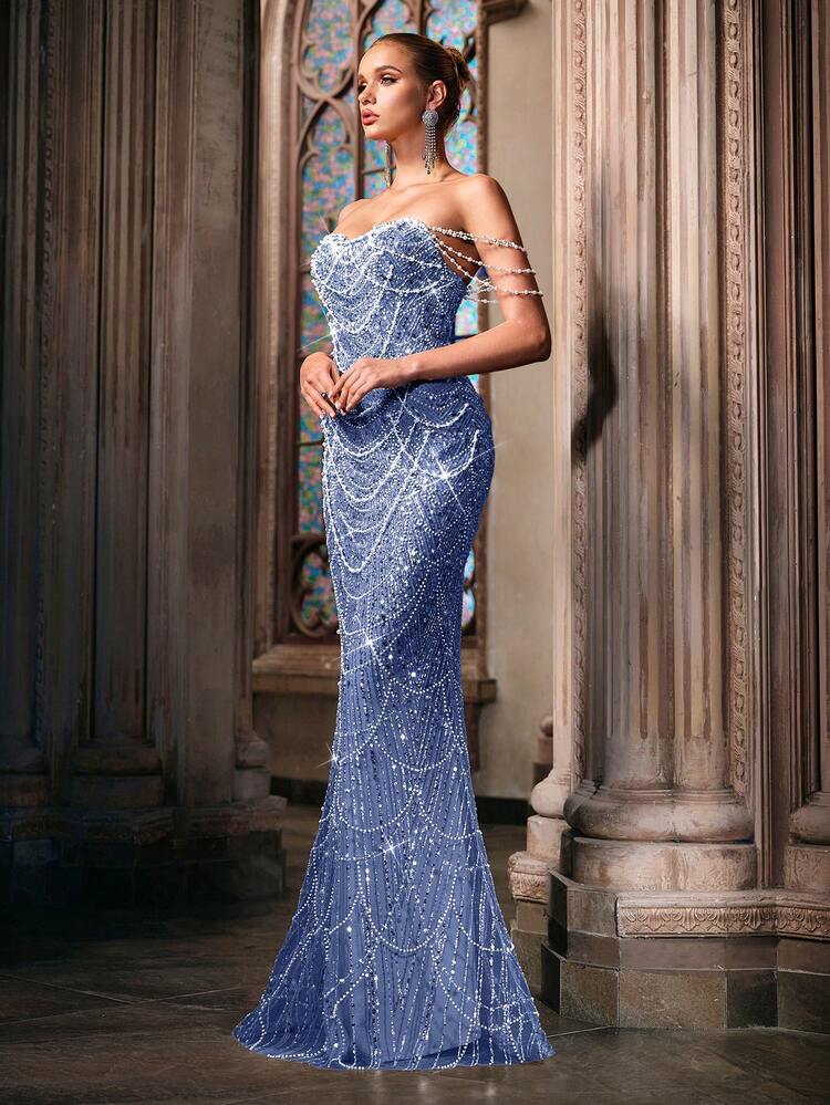Outfit Ideas Formal Wear For Awards Ceremony LUVISTRUE Ethereal Pearl Decor Formal  Dress, Women Sequin Evening