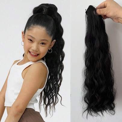 1PC Ponytail Extension Synthetic Claw Clip In Hairpiece Curly Wavy Ponytail Hair Extensions Long Pony Tail Hairpiece For KIDS