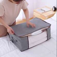 1pc Blanket Storage Bags With Zipper, Non Woven Foldable Comforter Storage Bag, Large Organizers For Blankets, Pillow, Quilts, Linen, Storage Containers With Clear Window