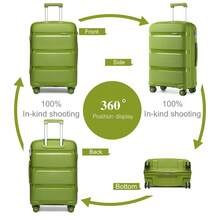 Hard-Shell Suitcase Set 14/20/24/28 Inches With Beauty Case – 4-Piece Trolley Suitcase Set Made Of Polypropylene With TSA Lock, 360° Wheels And Telescopic Handle – Also Available As Individual Suitcase - Green - View 4