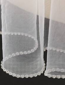 Short Wedding Veil With Comb - 2 Tier Bridal Veil, 24" Length Tulle Bride Accessories For Women - Ngà 3 & Có hạt - Xem 5