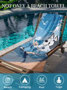 Bluey 1 pieza Toalla de playa de Bluey, toalla de baño con estampado de Bluey y gaviota, toalla de playa de estilo de moda, toalla de baño superabsorbente y suave de microfibra, ligera y portátil, con protección contra el viento y el sol, a prueba de arena para viajes de verano, vacaciones, decoración de baño, disponible con o sin bolsa de almacenamiento