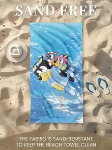 1 Stück blaues Strandtuch, blaues Taucher-Familien-Muster Schwimm-Handtuch, Badetuch, modisches Strandtuch, super saugfähiges Badetuch, geeignet für Badezimmer, Schwimmen, Fitness, Yoga, weiches & bequemes Mikrofaser-Handtuch, leicht & tragbar, winddicht & UV-Schutz, sandresistent, geeignet für Sommerreisen, Urlaub, Badezimmerdekoration, mit oder ohne Aufbewahrungstasche - Verschiedenfarbig - Übersicht 5