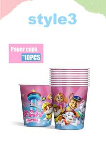 Paw Patrol Paw Patrol Party Zubehör Einweg-Dekorations-Geschirr Set, Paw Patrol Geschirr, Pappteller, Pappbecher, Servietten, Fahnen zum Aufstellen, Party Event Foto Dekorations-Zubehör, Geburtstags-Party und Feiertags-Party Einweg-Geschirr, geeignet für Familientreffen, Familienreunionen, Gender Reveal Party Events, Halloween, Erntedankfest, Valentinstag, Weihnachten, Schulanfang, Muttertag