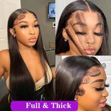 200% Density Straight Lace Front Wigs Human Hair 4*4 5*5 13x6 13x4 HD Transparent Lace Front For Glueless Brazilian Virgin Hair Glueless Wig Human Hair Pre Plucked With Baby Hair Hairline