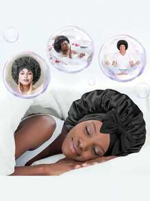Chapeau rond à large bord pour dame avec nœud papillon en ruban simulé en soie, élastique. Bonnet de sommeil/attache-cheveux respirant et lisse antidérapant, convenant pour la vie quotidienne familiale, la beauté et la coiffure