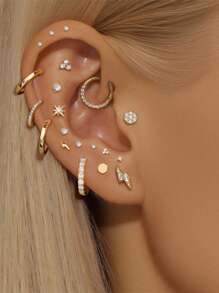 1 pieza Aro de septum con bisagra y circonita, 16G acero inoxidable hipoalergénico negro de 8mm para cartílago helix; Arete de daith de 6mm chapado en oro de 18K; Juego de joyería para perforaciones en concha, trágus, lóbulo, orejas de 10mm, cejas/ombligo; Decoración de joyería para perforación corporal para mujeres y hombres