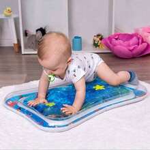 1pc Tummy Time Mat - Emotional, Visual & Intellectual Development, Crawling, Hands-On, Brain Stimulating, Grasping Sensorial Toy, Nurture Parent-Child Bonding, Suitable For Baby Boys And Girls, Inflatable Crawling Mat With Water