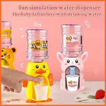 1 件装儿童迷你饮水机卡通猪狗儿童饮水机饮水喷泉玩具 - 粉色 + 黄色水机角色扮演厨房用品适合女孩男孩桌面饮水机儿童礼物