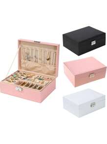 3-Layer Locking Large Capacity Jewelry Storage Box, Portable Jewelry Storage Box, Dresser Jewelry Storage Box With Drawer, Gift Leather Jewelry Box, Exquisite Display Packaging Storage Container, Bathroom Storage Box, Desktop Storage Drawer Box, Stackable Storage Box, Jewelry Earrings, Necklaces, Bracelets, Watch Storage Display Box, Elegant Display Packaging Storage Device, It Is The Ideal Gift For Wife's Room Decoration, Home Decoration, Bathroom Decoration, Bedroom Decoration, Suitable For Rings, Necklaces, Watches, Earrings, Bracelets, Ideal Gift For Women, - Mother's Day, Halloween Gift, Christmas Gift, New Year Gift, Valentine's Day Gift, Birthday Gift