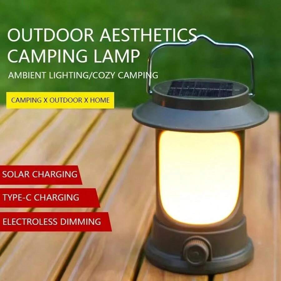 1pc Outdoor LED Camping Lamp With Type-C Charging, Waterproof Tent Light
