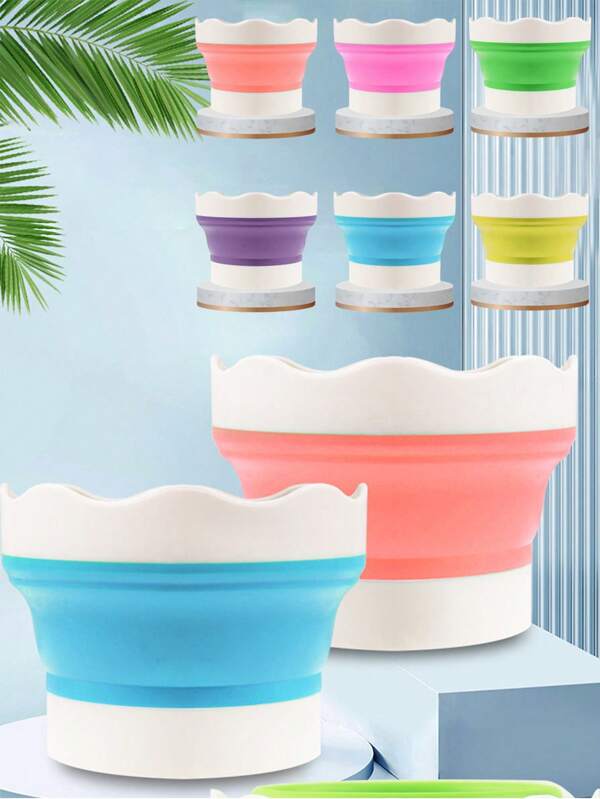 1 pezzo Porta-pennelli multicolore, tazza pieghevole mini in silicone per lavare i pennelli ad acquerello, secchiello portatile per la pulizia dell'arte, perfetto per la pittura, il disegno e la creazione artistica, strumento essenziale per artisti, accessorio artistico vivace, supporto per pennelli in silicone durevole, bottiglia spray mini pieghevole in silicone per un uso versatile come portapenne, articoli per il ritorno a scuola, forniture scolastiche