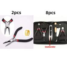 8pcs/Set,2pcs/Set Blck Senior Jewelry Making Tool Set, Includes Round Nose, Pointed Nose, And Wire Cutters, Non-Serrated Pliers For Beginners And Enthusiasts