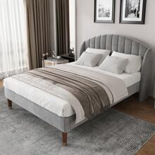 Letto imbottito dal design senza tempo, doghe in legno, facile da montare, velluto, rete a doghe in legno silenziosa e piedini di appoggio per una stabilità ottimale.