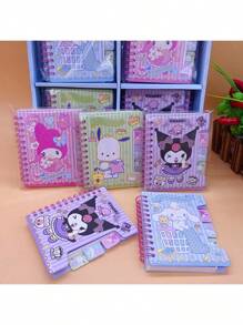Sanrio 1pc Cute Cartoon Embossed Spiral Notebook, Student Pocket Memo Book, Children Gift Stationery School Supplies,Back To School