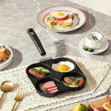 Ein 4-Tassen Antihaft-Gusseisen-Pfanne, geeignet zum Braten von Eiern, Pfannkuchen und Burgern - eine vielseitige stromfreie Frühstückspfanne ideal zum Braten, Andünsten und Zubereiten von Pizza-Desserts, perfekt für den Einsatz zu Hause und im Restaurant.
