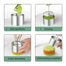 1pc, Cake Mold Ring With Push Rod, Stainless Steel Mousse Cake Ring, Rice Ball Mold, Egg Tart Ring, Rice Ball Mold, Baking Tools, Kitchen Small Tools, Kitchen Accessories, Household Kitchen Supplies - Silver - View 6