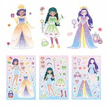 8 Cute And Colorful Fairy Tale Princess Face-Changing Stickers, Dress-Up Stickers, And Cartoon Girl Puzzle Stickers School Supplies, Back To School