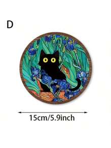 5 Stücke Boho-Stil schwarze Katze Wanddekoration Wandbehang Holzkunst Cartoon Logo Heim Wandkunst Dekoration, Bauernhaus Wohnzimmer und Schlafzimmer Heimdekoration, ländlicher pastoraler Stil Behänge, Hotel Veranda Dekorationskraftstoff