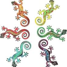 Decorazione da parete a forma di lucertola colorata da 14 cm/5,51 pollici, ornamento da appendere a parete a forma di geco, artigianato per la decorazione della casa, adatto per interni, giardino all'aperto, stile bohémien, decorazione da giardino, cortile, balcone, recinzione, Ognissanti, Natale