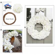 1/6 PCS/10/20/50pcs（带铁丝）人造花绣球花束茎丝叶喷雾仿新娘花束枝绿叶茎丝塑料植物花卉适用于家庭派对婚礼装饰情人节、新年装饰