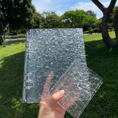 A5A6A8M5 Wavy Pattern Transparent Binder Acrylic Transparent Folder Sturdy Material Binder Book Cover Can Be Used As A Notebook Planner Planner Card Storage Book Sticker Book Photo Album Stationery