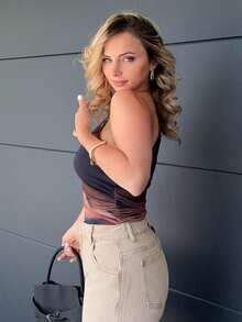 Jeta Ari 单肩随机扎染修身紧身衣 - 棕色 - 查看 3