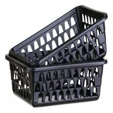 Kit Com 06 Cesto Organizador Multiuso Lavanderia Preto 28x12x6